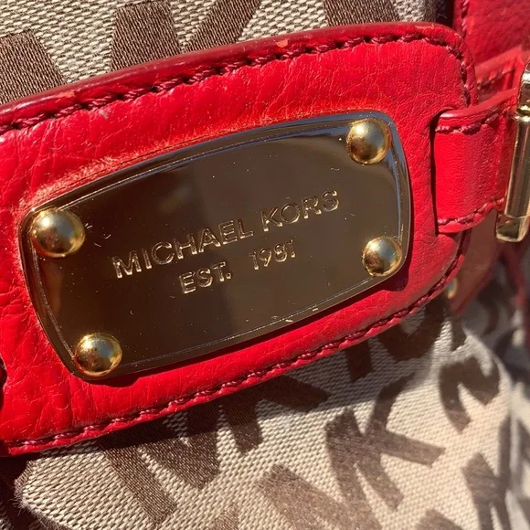Michael Kors Red and Brown Women's Bag - Picture 8 of 14